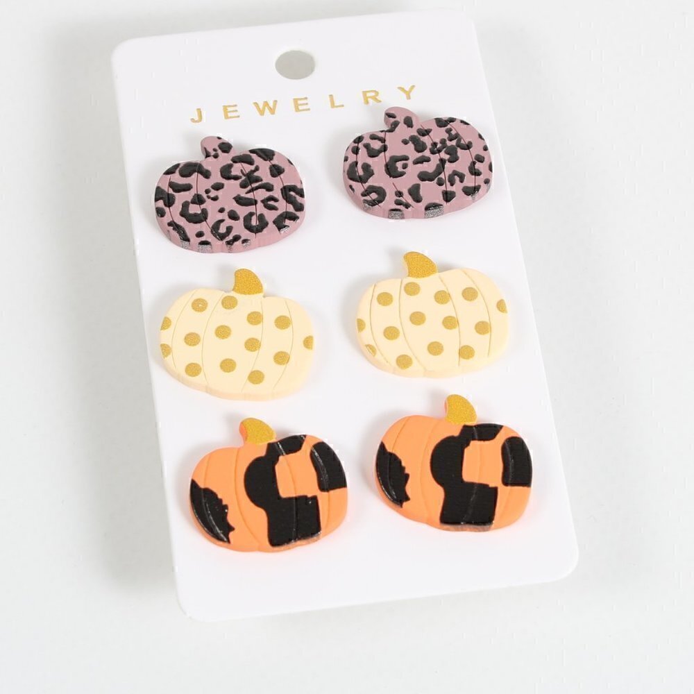 Pumpkin Earrings, Three Pair, NEW